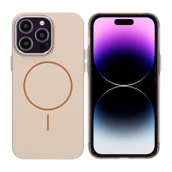 iPhone 14 Pro Max Carbon Patterned Phone Case - Gold