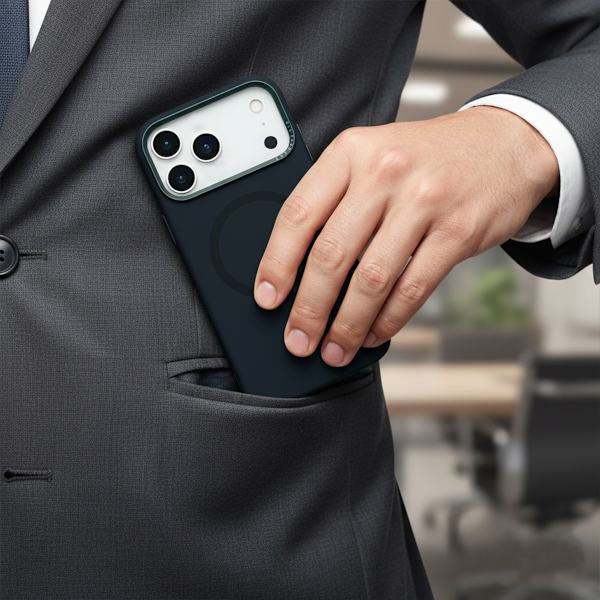 Mobile Case Silicone with Camera Metal Frame for iPhone 17 Pro - Black