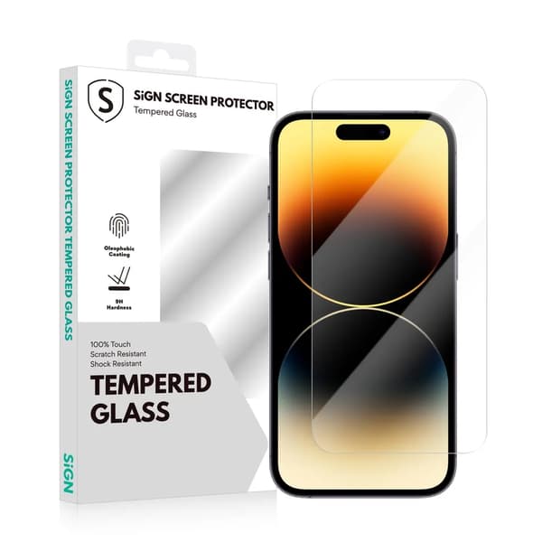 SiGN Skärmskydd i Härdat Glas för iPhone 14 Pro Svart