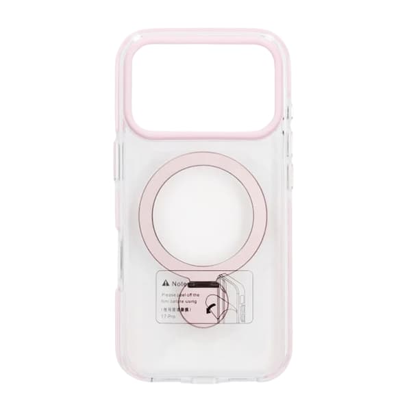 Magsafe Case for iPhone 17 Pro Max - Transparent pink with ring stand