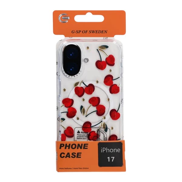 Mobile case Magsafe for iPhone 17 - Transparent with cherry