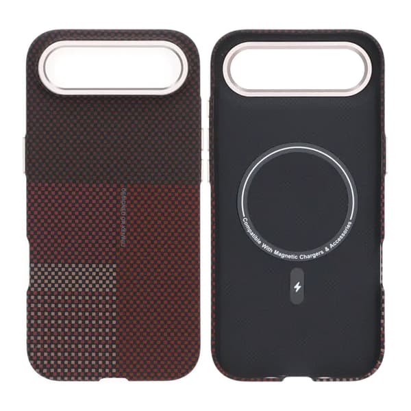 Aramid Fiber Mobile Case for iPhone Air - Red with Grid