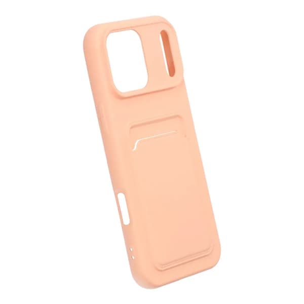 Silicone Mobile Case with Card Holder for iPhone 17 Pro - Pink