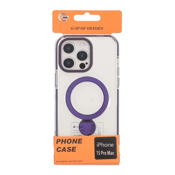 Skal Magsafe till iPhone 15 Pro Max - Transparent lila med ringstativ