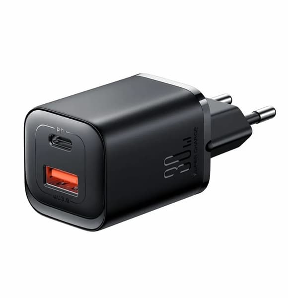SiGN Snabbladdare USB & USB-C, PD & Q.C 3.0, 3A, 30W - Svart Svart