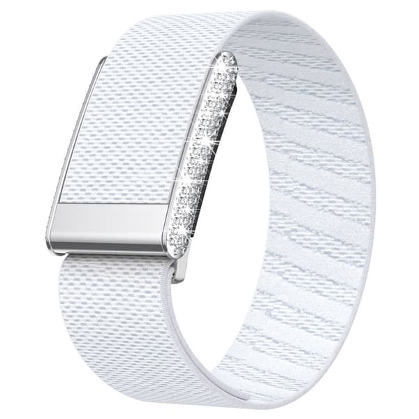 WHOOP 5.0 Nylon Watch Strap with Rhinestones – White