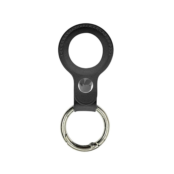 Apple Airtag Läderfodral Nyckelring - Svart