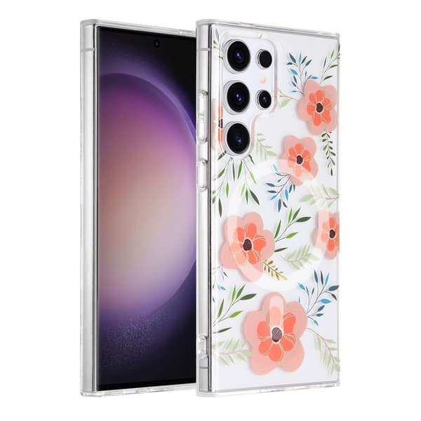 Mobile Case Magnet for Samsung Galaxy S23 Ultra - Flowers Pink