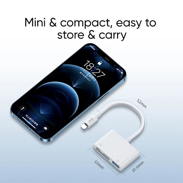 SiGN 4-i-1 Lightning till USB-A, SD/TF, Lightning - Vit