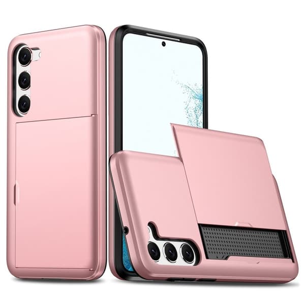 Samsung Galaxy S23 case with a card holder - Rose gold-colored