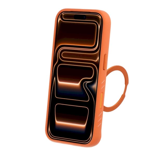 360° Rotatable Kickstand Rhinestone Magnetic Phone Case For iPhone 17 Pro/18 Pro Orange