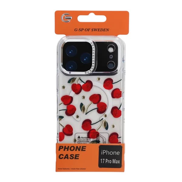 Case Magsafe for iPhone 17 Pro Max - Transparent with cherry