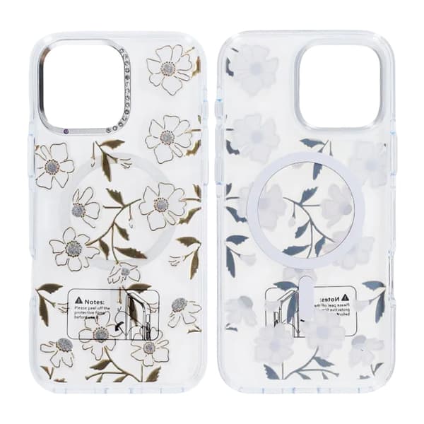 Case Magsafe for iPhone 16 Pro Max - Transparent flowers and twigs
