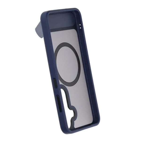 Black Feather Inclined Bracket Magnetic Case - Samsung Galaxy S25 Blue