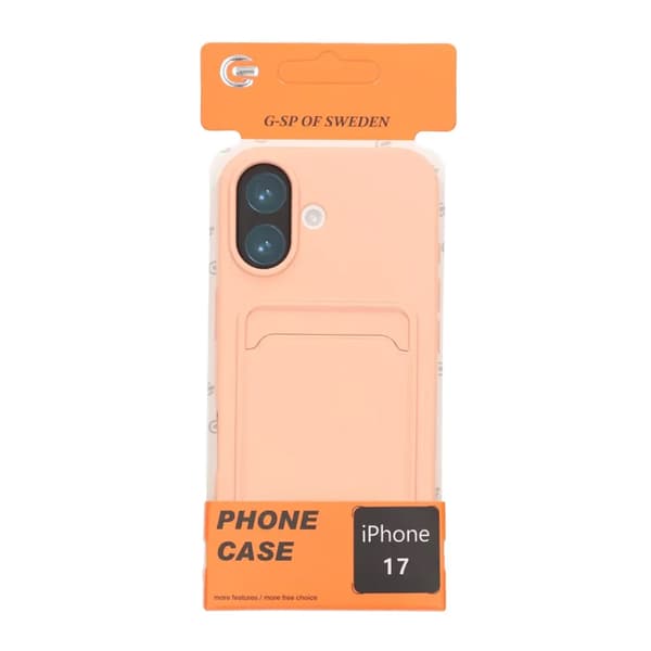 Silicone Mobile Case with Card Holder for iPhone 17 - Pink