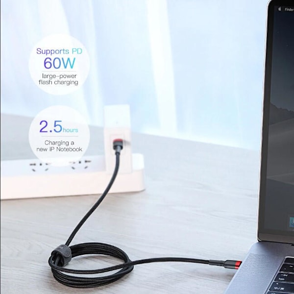 Baseus Cafule USB-C till USB-C, QC 3.0, USB-C PD, 3A 2 m - Röd