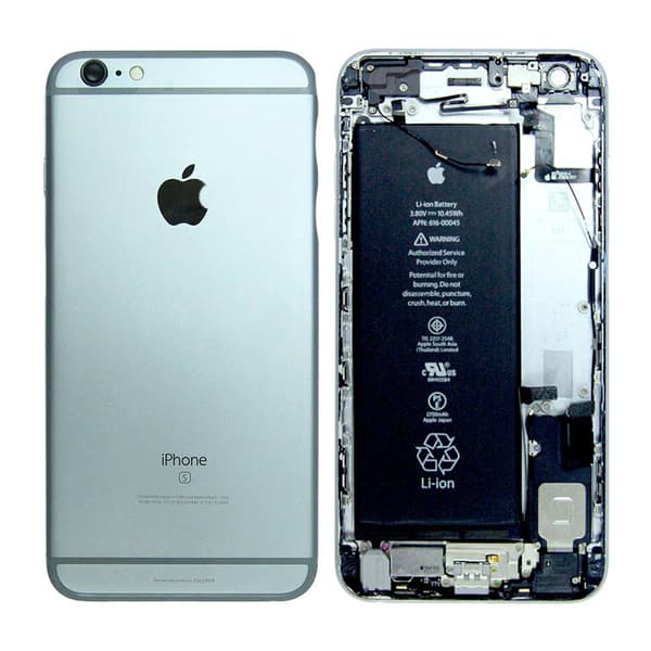iPhone 6S Plus Baksida med Komplett Ram med Batteri - Svart (Begagnad)
