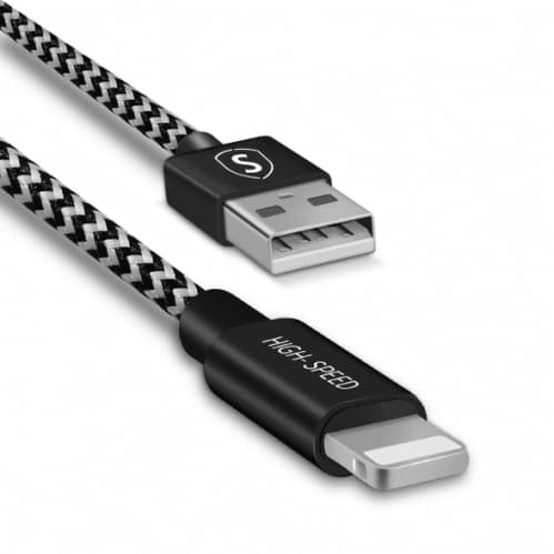SiGN Skin Lightning-kabel 2.1A 3 m - Svart/Vit Svart