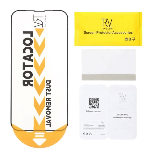 Screen Protector iPhone 13/13 Pro/14/16e - 3D Tempered Glass Black RV- Bulk with frame -20 pcs