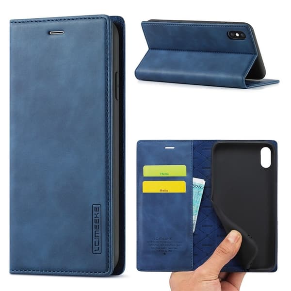LC.IMEEKE iPhone X/XS Wallet Cover Stand - Blue