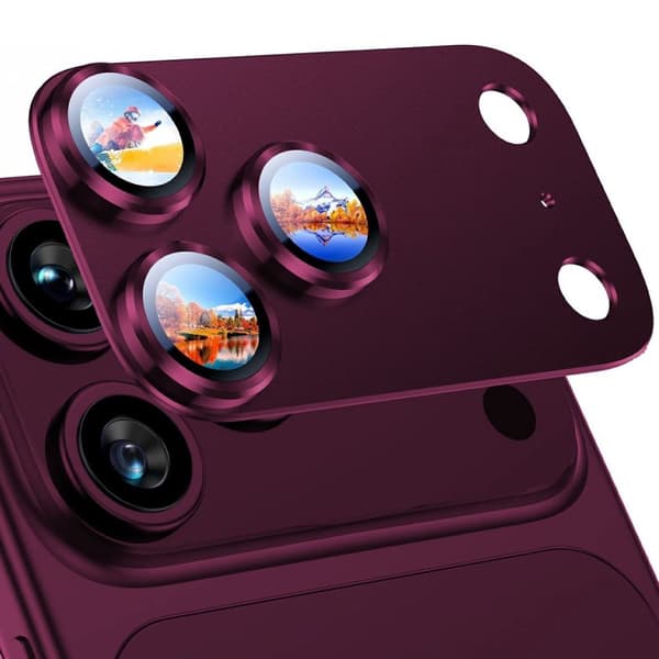RURIHAI iPhone 18 Pro Lens Protector with Aluminum Frame - Dark Purple