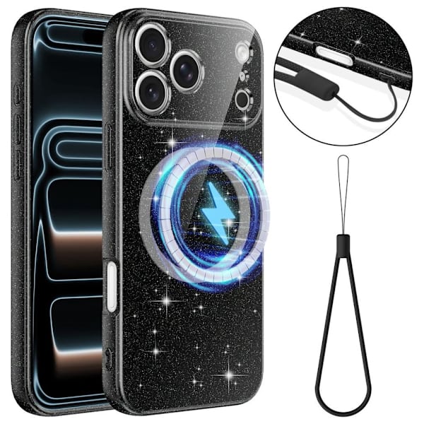iPhone 17 Pro Max Glitter MagSafe Case - Black