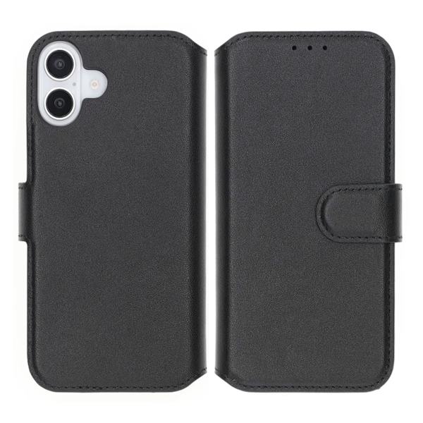 iPhone 16 Plus Plånboksfodral Äkta Läder Rvelon - Svart