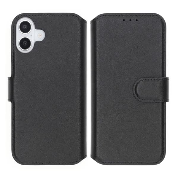 iPhone 16 Plus Wallet Case Genuine Leather Rvelon - Black