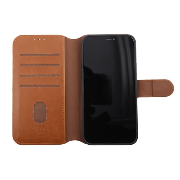 iPhone 12/12 Pro Plånboksfodral Magnet Rvelon - Guldbrun