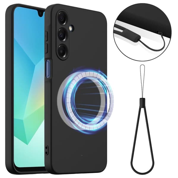 Samsung Galaxy A27 5G MagSafe Compatible Silicone Case with Lanyard - Black