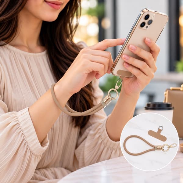 Liquid Silicone Short Wrist Phone Strap-Beige