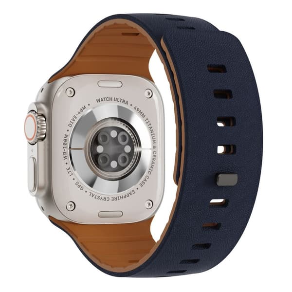 Apple Watch 42/41/40/38mm Textured Silicone Watch Strap - Blue/Brown