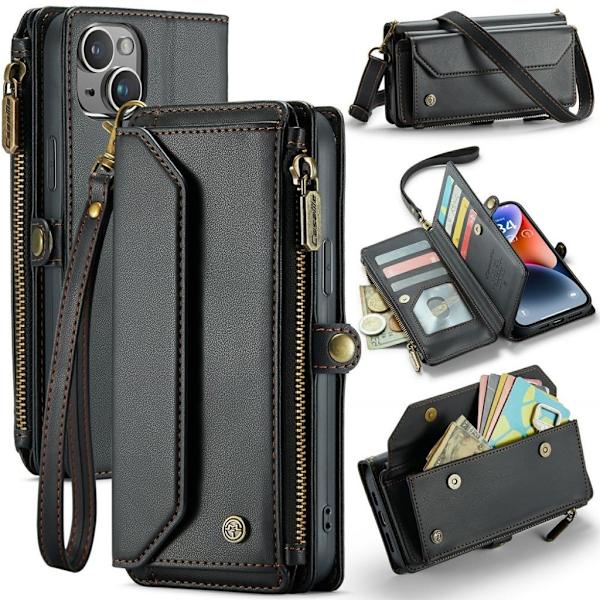 CASEME iPhone 14 Plus Wallet Cover RFID Blocking Stand - Black