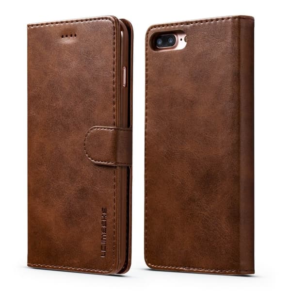 LC.IMEEKE PU-Leather Wallet Cover for iPhone 7/8 Plus - Dark Brown