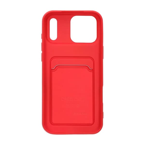 Silicone Mobile Case with Card Holder for iPhone 17 Pro Max - Red