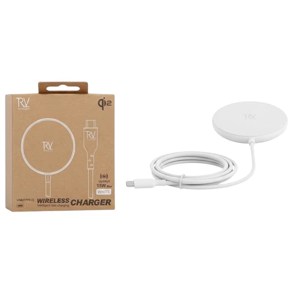 Rvelon Trådlös MagSafe Laddare med Stativ Qi2 15W USB-C - Vit