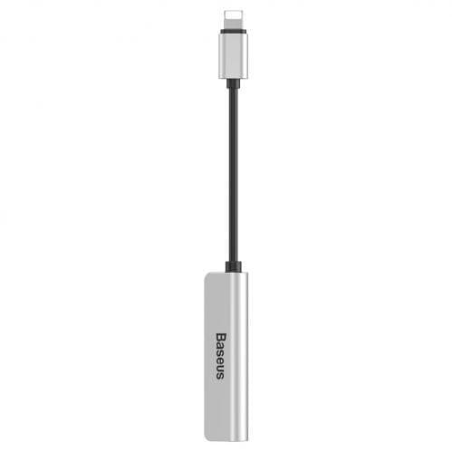 Baseus L52 Adapter Lightning till Dubbla Lightning och AUX 3.5 mm - Silver/Svart Svart