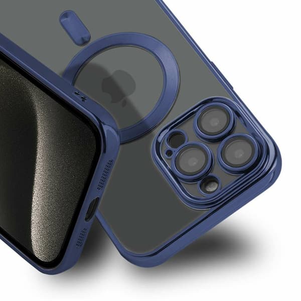 Luxury Phone Case with Magsafe iPhone 15 Pro - Dark Blue