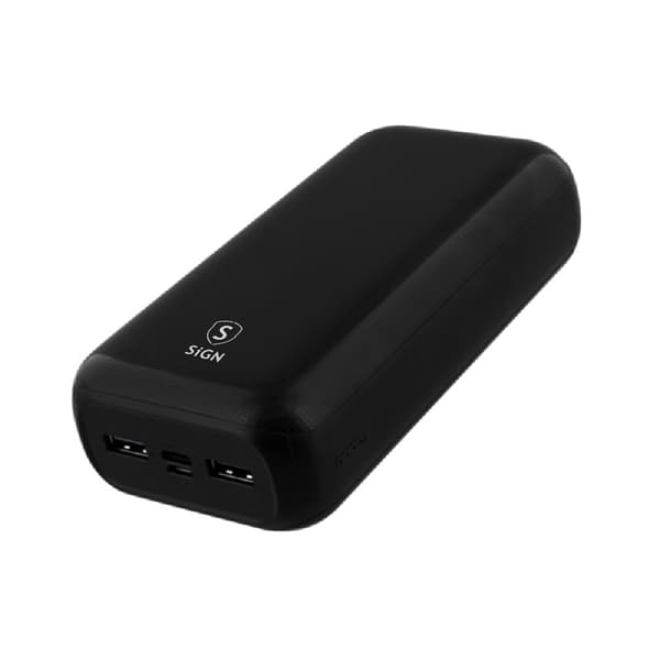 SiGN Powerbank 30.000mAh USB-C & USB-A Svart