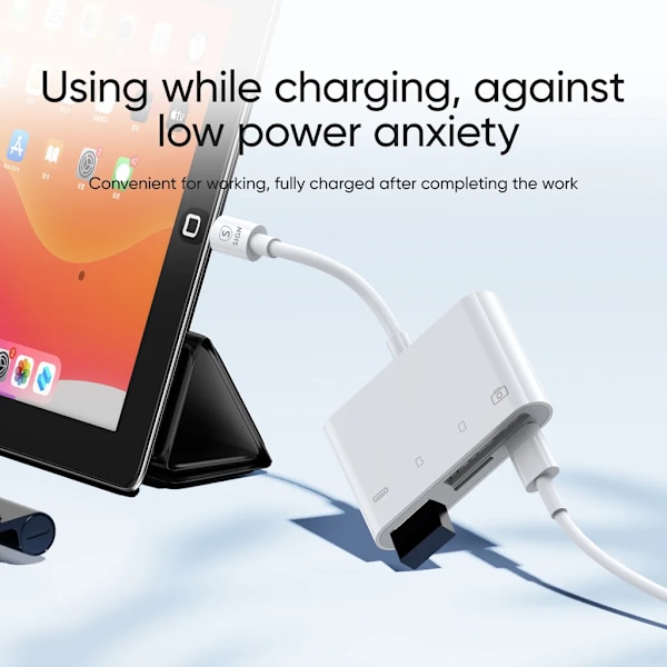 SiGN 4-i-1 Lightning till USB-A, SD/TF, Lightning - Vit