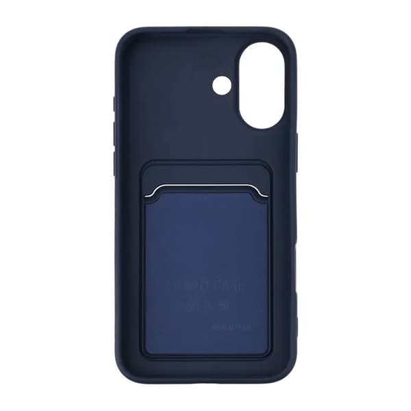 iPhone 16 Plus Silicone Mobile Case with Card Holder - Blue