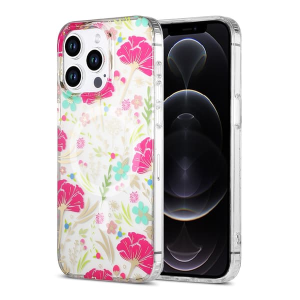 Mobile Case MagSafe for iPhone 12 Pro Max - Flowers Red-green