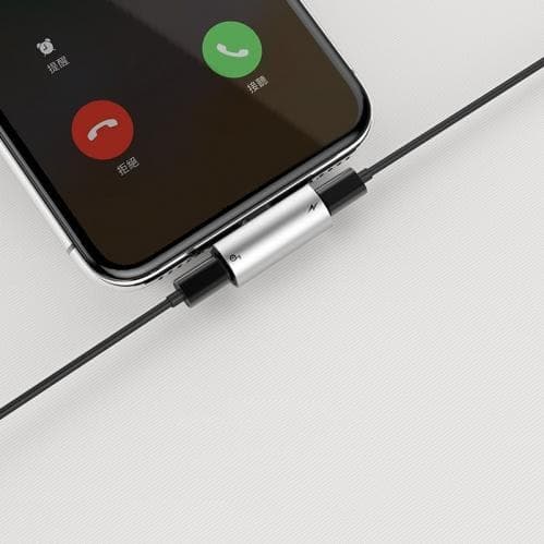 Baseus L46 Adapter Lightning till Dual Lightning, Ladda & Lyssna - Silver Svart