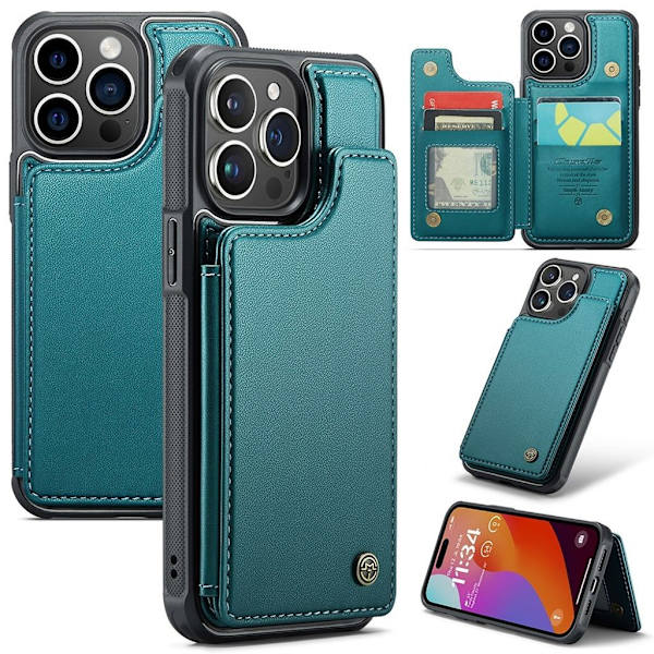 CASEME iPhone 15 Pro Wallet Case RFID Blocking - Green