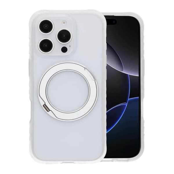 Armor Matte Frosted Magnetic Case with 360° Rotatable Kickstand - iPhone 16 Pro Max White