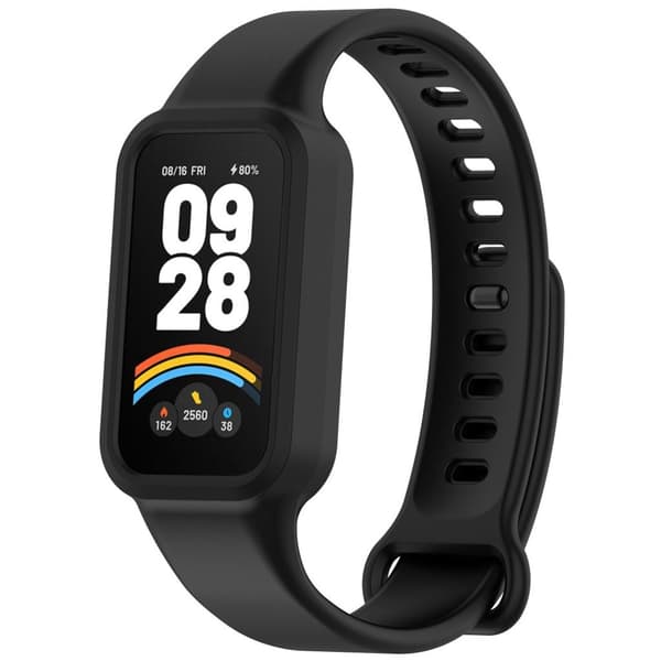 Xiaomi Smart Band 9 Active/Redmi Band 3 Silicone watch band with case - Black