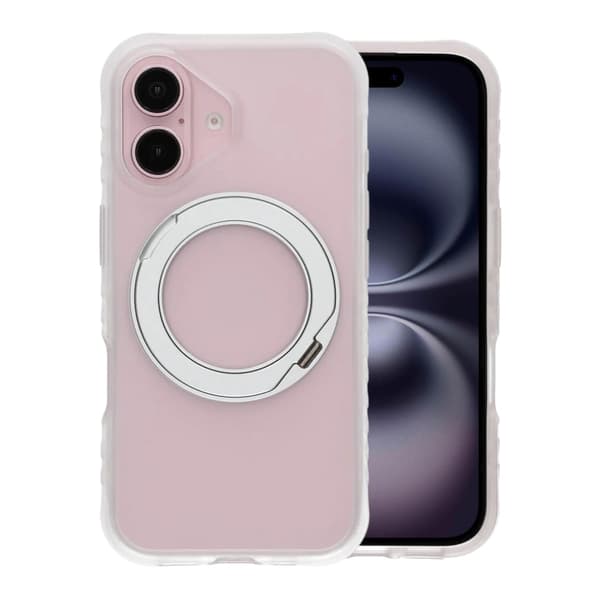 Armor Matte Frosted Magnetic Case with 360° Rotatable Kickstand - iPhone 16 White