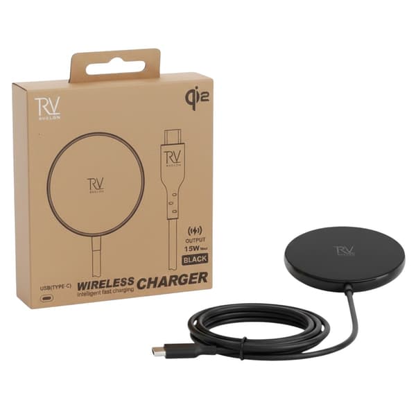 Rvelon Wireless MagSafe Charger with Stand Qi2 15W USB-C - Black