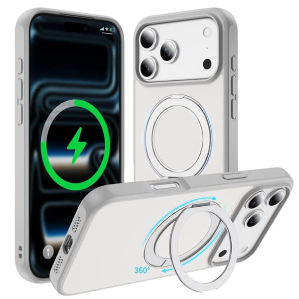 iPhone 18 Pro Max/17 Pro Max MagSafe Case with Ring Kickstand - White
