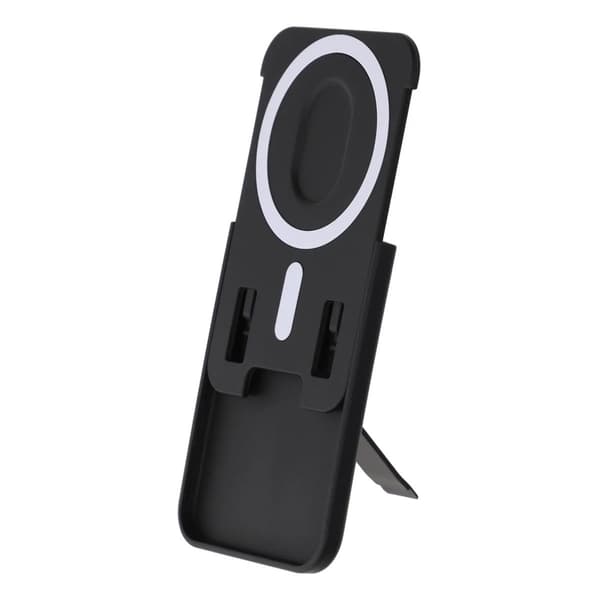 Magnetic Card Holder with Vertical Strip Kickstand Black